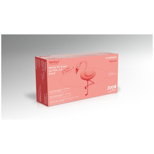 VENTYV NITRILE POWDER FREE EXAM GLOVE ULTRA 3.5 (FLAMINGO)